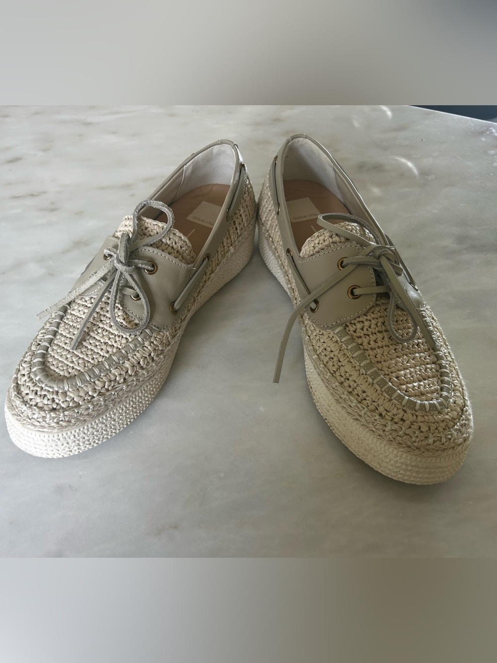 Dolce Vita Cream Braided Lace-Up Boat Shoes
